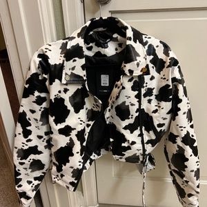 XS Cow Print Moto Jacket